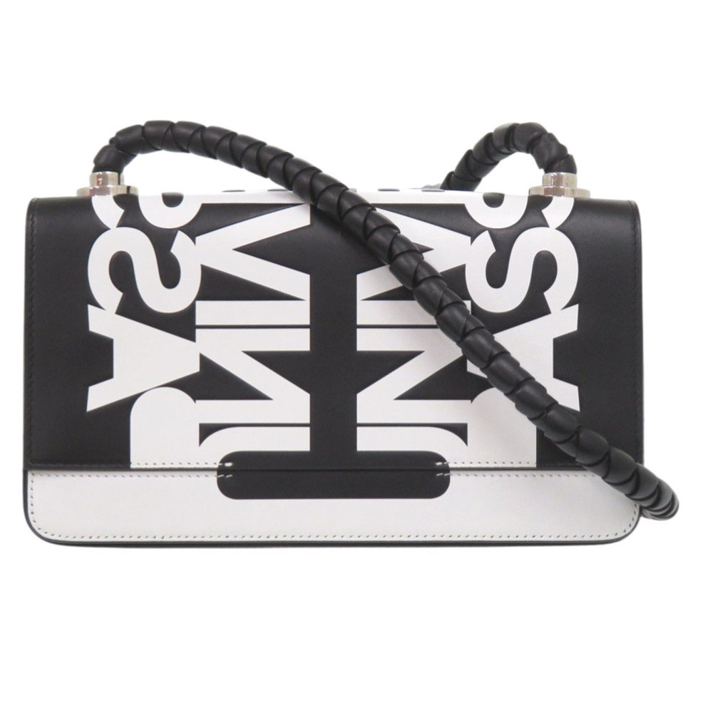 Burberry Universal Passport Silver Hardware Leather Black White Shoulder Bag ...